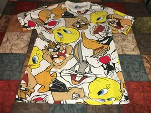 LOONEY TUNES CHARACTERS OVER PRINT T-SHIRT ADULT SIZE SMALL  - Picture 1 of 4