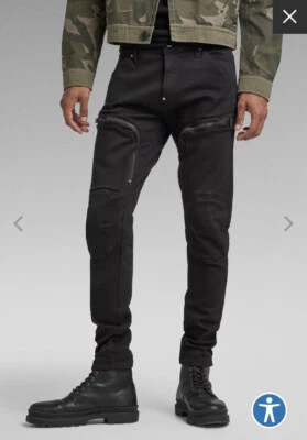 G-Star Raw Men's Air Defence Skinny Jeans Pitch Black $240 New - Image 1 of 4
