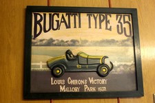ART DECO STYLE ARCHED WOODEN BUGATTI TYPE 35 WONDE CAR WALL HANGING SIGN