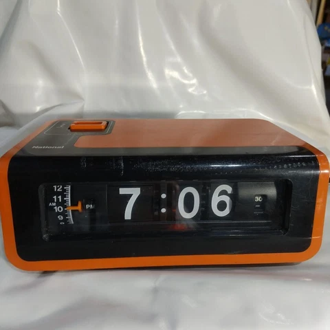National TG02 Flip Alarm Clock Orange Young Suyasuya Vintage 100V 50/60hz Tested Cover