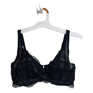 SIMONE PERELE Black Underwire Semi Sheer Lace Demi Bra Size 36E - Picture 1 of 11