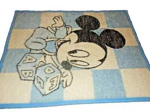 3C Vintage 1984 Biederlack MICKEY MOUSE Minky Plush Acrylic Crib Baby Blanket - Picture 1 of 5