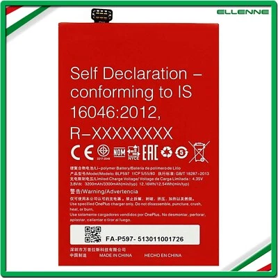 ✅ BATTERIA PER ONEPLUS 1+ BLP597 PER ONE PLUS 2 3300MAH RICAMBIO SOSTITUZIONE ✅ - Immagine 1 di 3