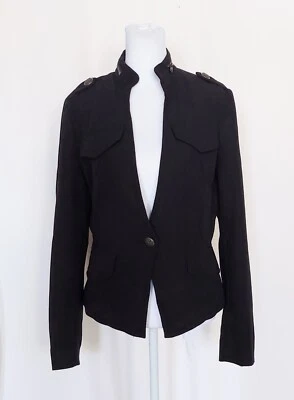 Worthington Size Medium Military Style Blazer Brass Button Accent Jacket Black - Image 1 of 4