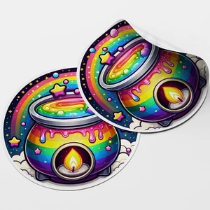 Rainbow Wax Melt Burner 2 Circle Stickers - 25mm - 35mm - 50mm - 60mm Matt Gloss - Picture 1 of 8