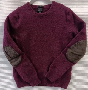 J Crew Sweater Youth Boys Medium Slim Burgundy Long Sleeve Merino Wool Pullover - Picture 1 of 8