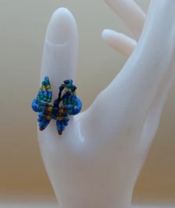 Peruanischer Ring geflochten Makramee Faden Schmetterling Design - Bild 1 von 6