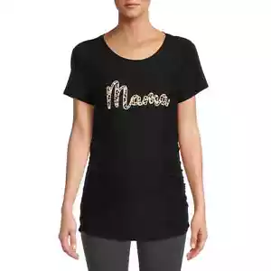 Camiseta Time And Tru Mujer Talla L 12-14 Maternidad 'Mamá' Gráfico Negra - Imagen 1 de 6