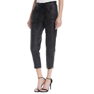 Pantalone Ramy Brook Allyn in pelle di agnello con coulisse nero taglia XS - Foto 1 di 8
