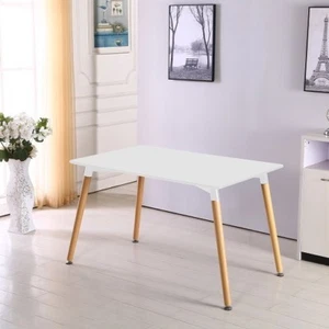 Halo White Dining Table Retro Design DA DS White Wood Legs Office Lounge Room - Picture 1 of 8