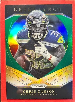 Chris Carson ~ 2020 Panini Prizm ~ Brilliance Green Prizm - Image 1 of 2