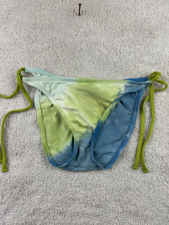 Lucky Brand Bikini Bottom Womens Medium Blue Green Tie Dye Swim Side String USA - Image 1 of 4