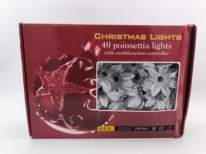 F.D.L 40 Poinsettia Lights Christmas Merry Festival Lights Decoration - Picture 1 of 8