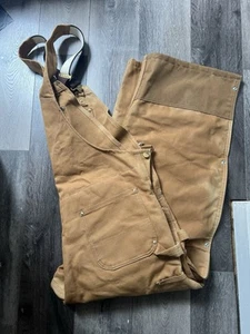 Carhartt Overall Sz 40X30 R41 BRN Canvas Red Quilt Lined Carpenter Work Overalls - Picture 1 of 5
