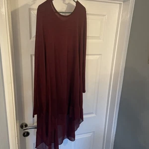 Ladies Burgundy Long Line Swing Blouse Size 24 New Look - Picture 1 of 5