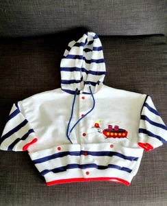 VTG Christian Dior Baby Embroidered Ship Snap Hoodie 12 Months 100% Cotton - Picture 1 of 5