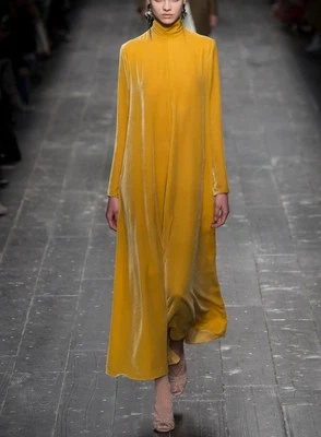 Valentino Yellow Velvet Gown Maxi Dress 38 NWT Runway Luxe MSRP $4900 Modern - Image 1 of 4