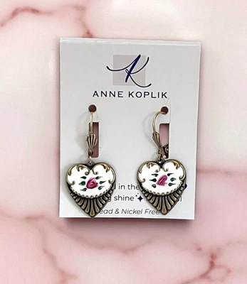 1.5" Long Nickel free Hypoallergenic Lightweight Heart Earrings By Anne Koplik - Image 1 of 2