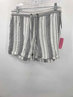 Pre-Owned Per Se White Size Medium Stripe Drawstring Basic Shorts - Image 1 of 3