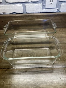 Set Of 2 Vintage PYREX Clear Glass Meat Loaf Bread Pans - Picture 1 of 6