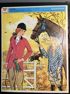 Rompecabezas bandeja marco ecuestre Barbie caballo Whitman Skipper 1972 vintage #4517 Foto 1 de 4
