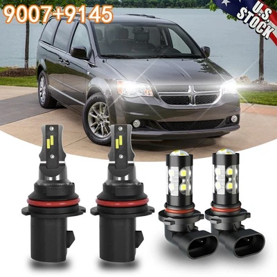 New LED Headlight Bulbs Hi&Lo+Fog Light 6000K For 2001-2007 Dodge Grand Caravan - Image 1 of 4