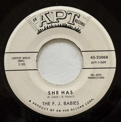 R&B/Soul: The F. J. Babies She Has/And The Moon Came Down - Apt promo 1962 VG+ - Image 1 of 4