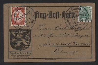 GERMANY 1912 EARLY AIRMAIL ZEPPELIN POSTCARD FRANKFURT DATED "12.6.12" - Image 1 of 2