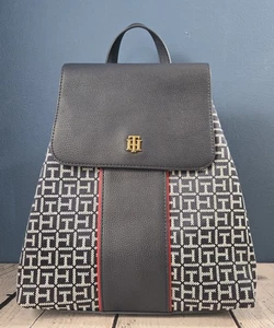NWT Tommy Hilfiger Navy And White Monogram Small Backpack Or Purse - Picture 1 of 8