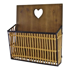 Hanging Wall Mounted Newspaper Magazine Rack Metal Wicker Wooden Post Holder - Picture 1 of 4