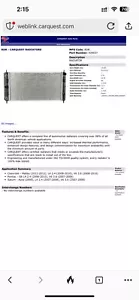 Carquest Radiator 434037 For Chevrolet Malibu Pontiac G6 Saturn Aura - Picture 1 of 8