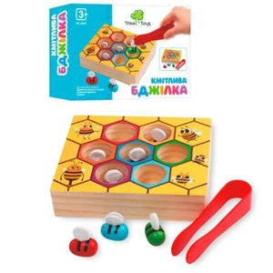 Wooden toy "Smart Bee" MD 2848 playing field/honeycomb, tongs and 7 bees - Picture 1 of 2