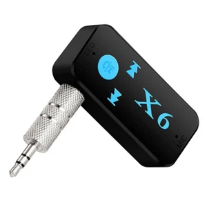 1PC X6 5.0 Bluetooth Receiver 3.5MM Car Kit With Handfree Wireless AdapterY^YR - Afbeelding 1 van 9