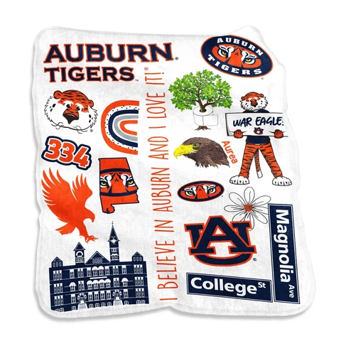 Auburn Tigers 50'' x 60'' Native Raschel Plush Throw Blanket Cover