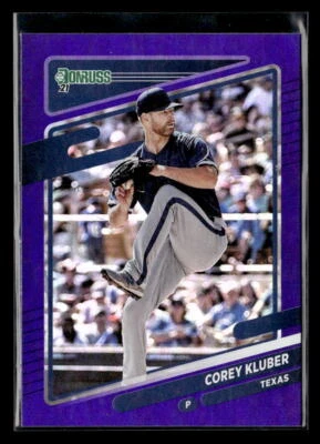 Corey Kluber - 2021 Panini Donruss Purple Holo #63 Texas Rangers - Image 1 of 2