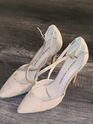 LAVANDERÍA CHINA - Correa entrecruzada, tacón puntiagudo, beige talla 7 mediana Foto 1 de 4