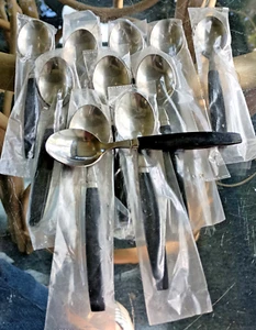Sweden Black Bakelite Handle DemiTasse Spoons NOS 11   Rostfritt Stal MCM - Picture 1 of 5