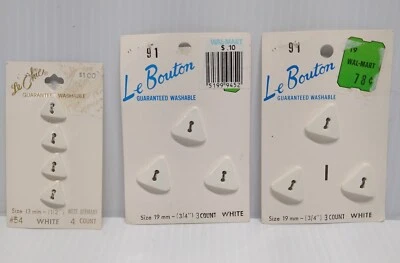 Vintage White Triangle 2-Hole Buttons Sleeve & Shirt 2 Size Lot 1/2" & 3/4" - Image 1 of 4