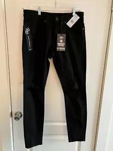 Jeans Jordan Craig colore nero Ross Fit strappo e riparazione 32"X32" nuovo con etichetta - Foto 1 di 14