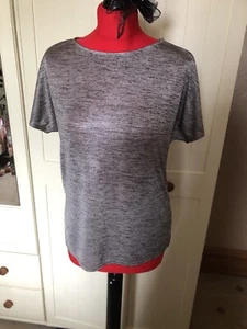 APRICOT Silvery Grey Fleck Slit Sleeve Silky Short Sleeve Ladies Top UK Size 8 - Picture 1 of 10