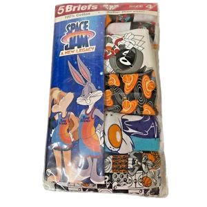 Space Jam Cartoon Boys Underwear Briefs 100% Cotton 5 Pack Size 4 - Picture 1 of 6