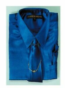 Kid's & Boy's Shiny Satin Casual Dress Shirts SET w/Tie & Hanky long sleeve KG05