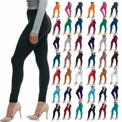 Womens Legging Ladies Cotton Stretchy Viscose Jersey Full Length Leggings Pants - Image 1 of 4