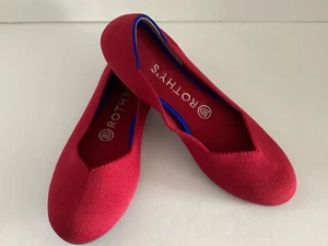 Rothy's Women's Shoes The Flat Slip-On Round Toe Classic Red Ballet Flat 7 EUC - Picture 1 of 18
