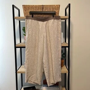 J. Jill Linen Pocket High-Rise Stripe Wide Leg Pants, Large - Picture 1 of 9