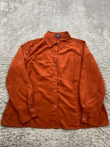 Elementz Jacket Women 2X Rust Orange Vegan Faux Suede Leather Button Up Shacket - Picture 1 of 10