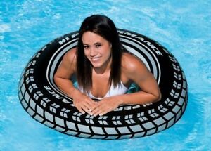INTEX Giant Tire Inflatable Floating Swimming Tube Raft (Open Box)(8 Pack)