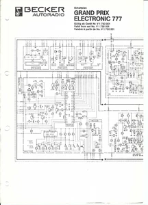 Becker Original Service Schaltplan für Grand Prix electronic 777 - Picture 1 of 1