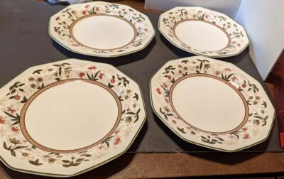 CHURCHILL ASSAM ROUND SET OF 4 DINNER PLATES  10 1/8" WIDE  EXC USED CONDITION - Image 1 of 4