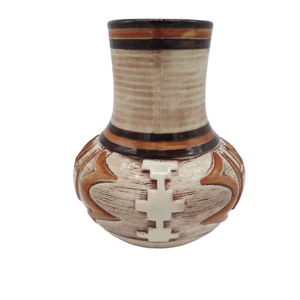 Treasurecraft Southwest Tribal Aztec Art Pottery Vase Americana Design 8 1/2” - Picture 1 of 9